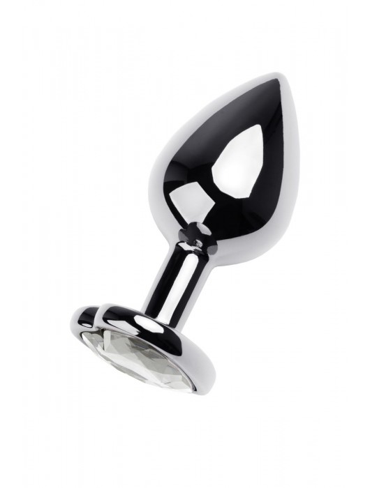 Серебристая анальная пробка с прозрачным кристаллом-сердцем - 8 см. - ToyFa - купить с доставкой в Новокуйбышевске