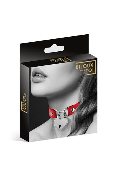 Красный чокер с замком в форме сердца - Bijoux Pour Toi - купить с доставкой в Новокуйбышевске