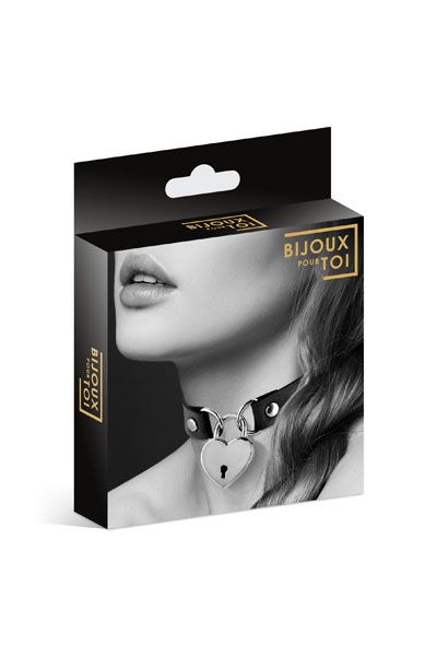 Черный чокер с замком в форме сердца - Bijoux Pour Toi - купить с доставкой в Новокуйбышевске