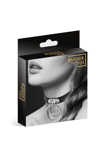 Черный чокер с двумя кольцами - Bijoux Pour Toi - купить с доставкой в Новокуйбышевске