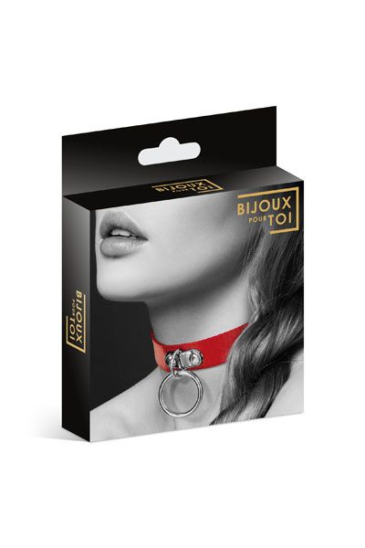 Красный узенький чокер с кольцом - Bijoux Pour Toi - купить с доставкой в Новокуйбышевске
