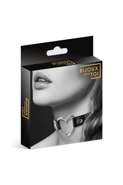 Чёрный чокер с кольцом в форме сердца - Bijoux Pour Toi - купить с доставкой в Новокуйбышевске