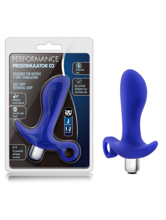 Синий стимулятор простаты с ручкой-кольцом Performance Prostimulator 02 - Blush Novelties - в Новокуйбышевске купить с доставкой