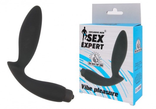Чёрный вибростимулятор простаты Sex Expert Vibe Pleasure - Sex Expert - в Новокуйбышевске купить с доставкой