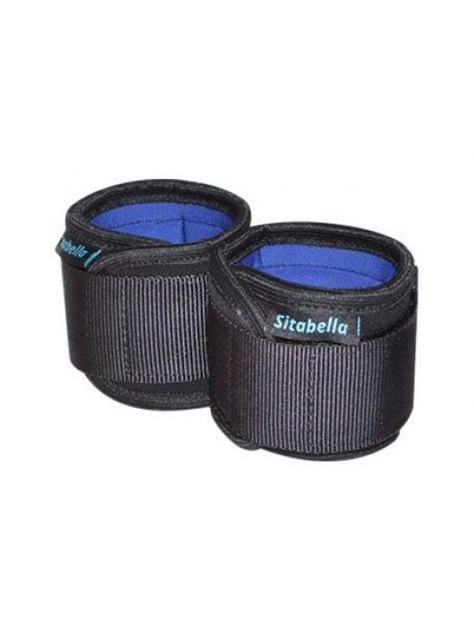 Неопреновые черно-синие наручники - Sitabella - купить с доставкой в Новокуйбышевске