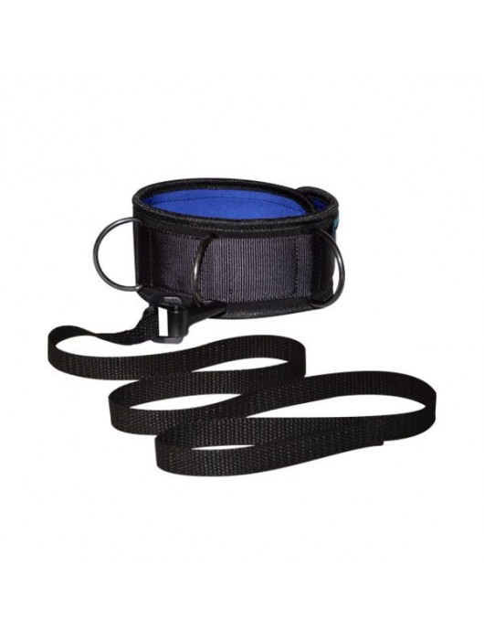 Чёрно-синий неопреновый ошейник с поводком - Sitabella - купить с доставкой в Новокуйбышевске