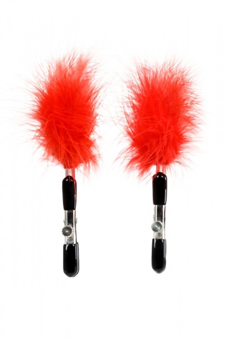 Зажимы для сосков с красным пухом Theatre - ToyFa - купить с доставкой в Новокуйбышевске