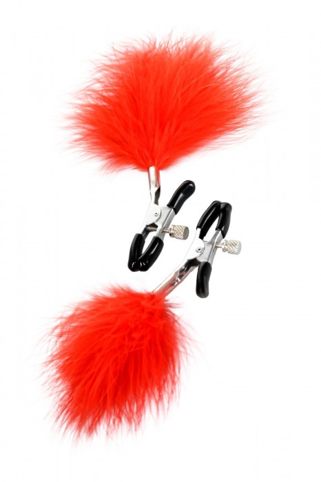 Зажимы для сосков с красным пухом Theatre - ToyFa - купить с доставкой в Новокуйбышевске