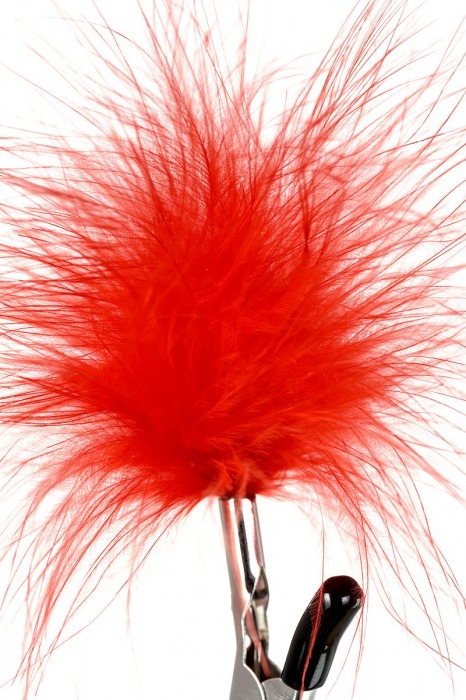 Зажимы для сосков с красным пухом Theatre - ToyFa - купить с доставкой в Новокуйбышевске