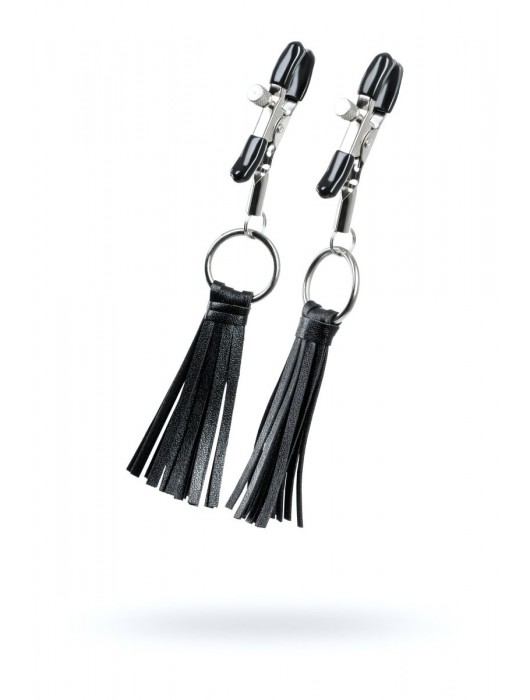 Черно-серебристые зажимы для сосков Theatre с кисточками - ToyFa - купить с доставкой в Новокуйбышевске